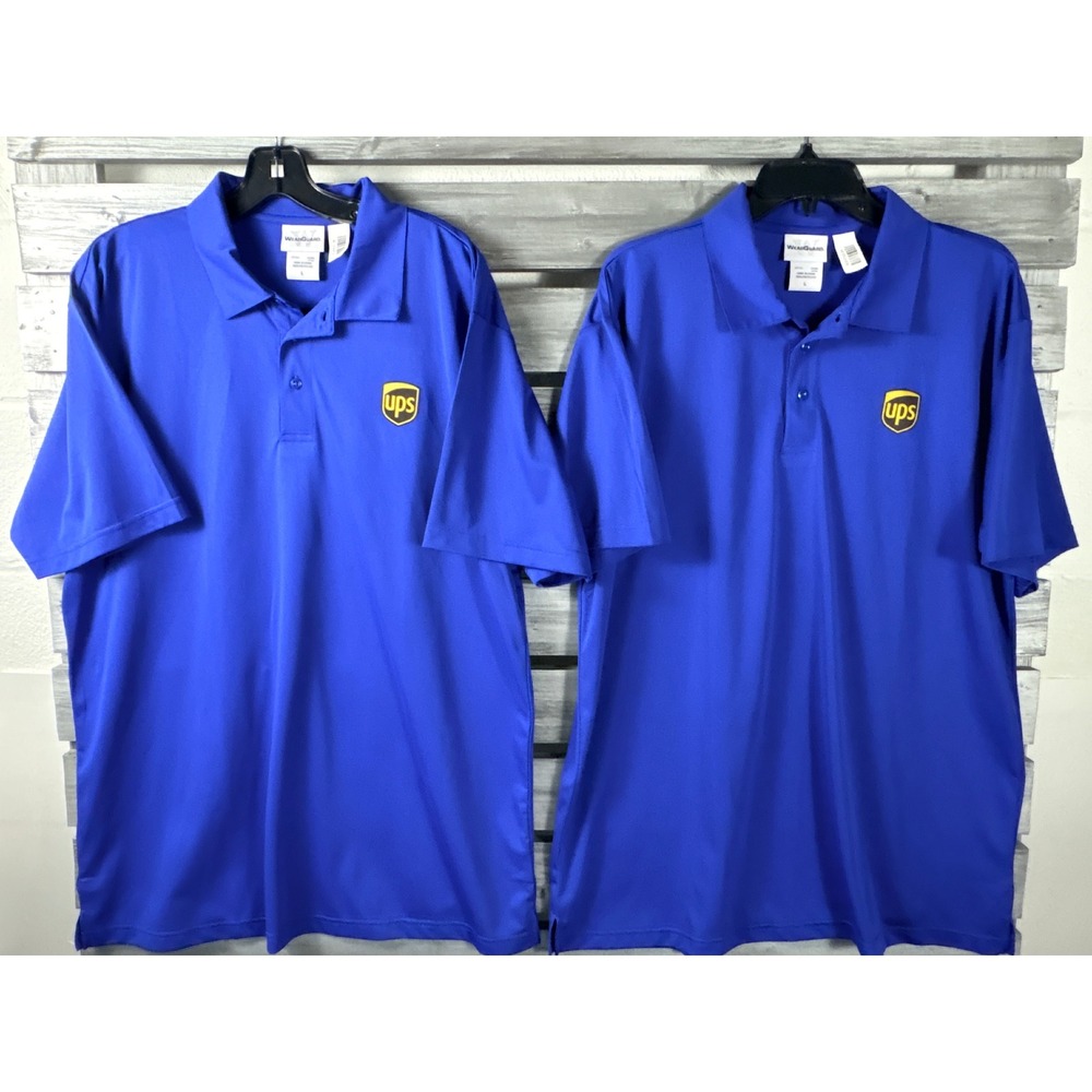 UPS United Parcel Service Mens Blue Polo Shirt Short Sleeve L WearGuard Lot 2